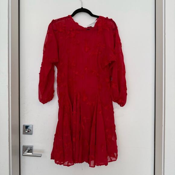 Anthropologie Mare Mare Amal Textured Red Swing Mini Dress - Picture 7 of 10